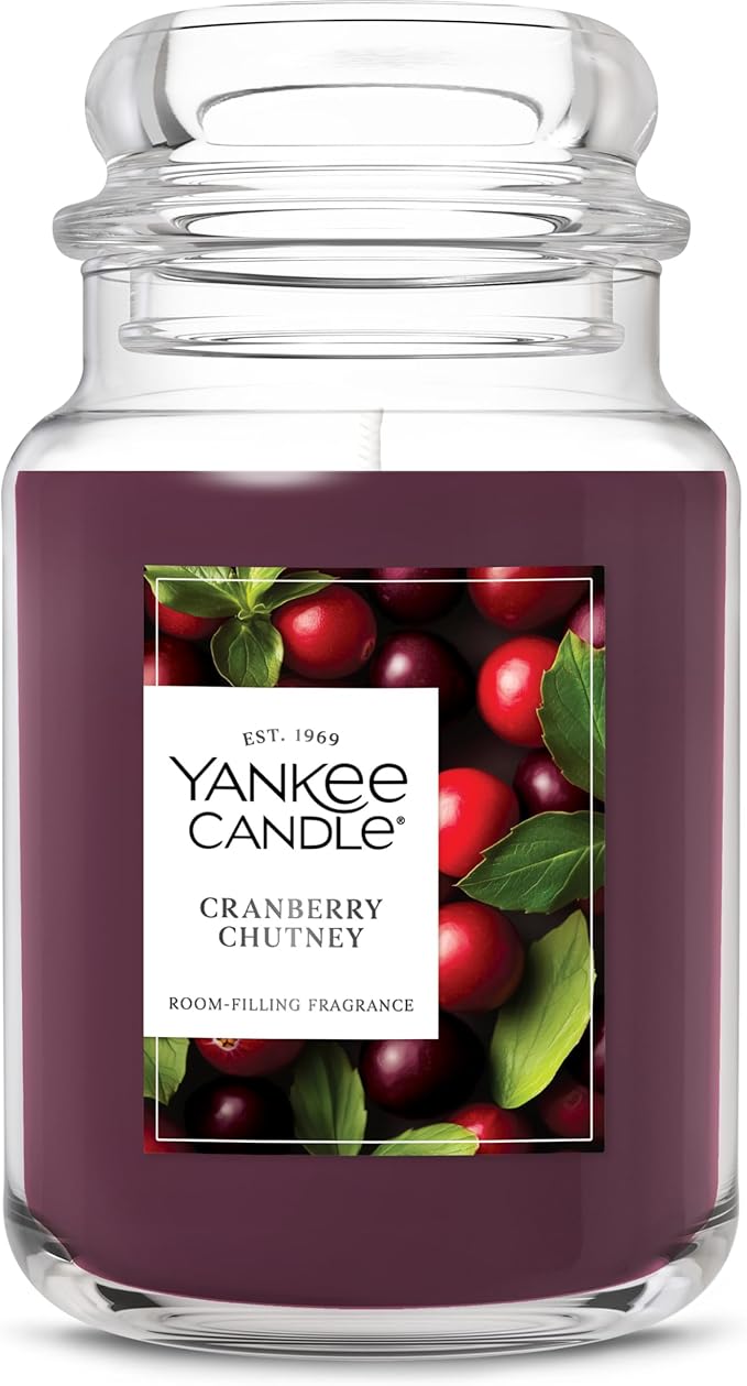 Yankee Candle Cranberry Chutney, Fall Scented Candle, 22oz Large Jar with up to 150 Hour Burn Time - Bloomnest