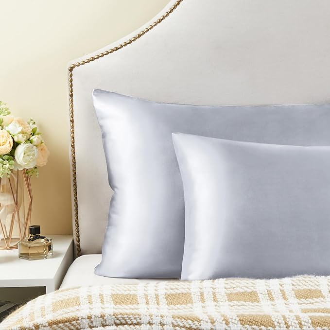 BEDELITE Satin Body Pillow Cover 2 Pack, Super Soft and Cooling Body Pillow Pillowcase for Hair and Skin, Breathable Silky Full Long Pillowcase Cover(20"x54", Evening Haze) - Bloomnest