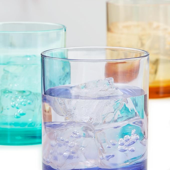 US Acrylic Classic Plastic Reusable Drinking Glasses (Set of 6) 12oz Rocks Cups Assorted Colors | BPA-Free Tumblers, Made in USA | Top-Rack Dishwasher Safe - Bloomnest