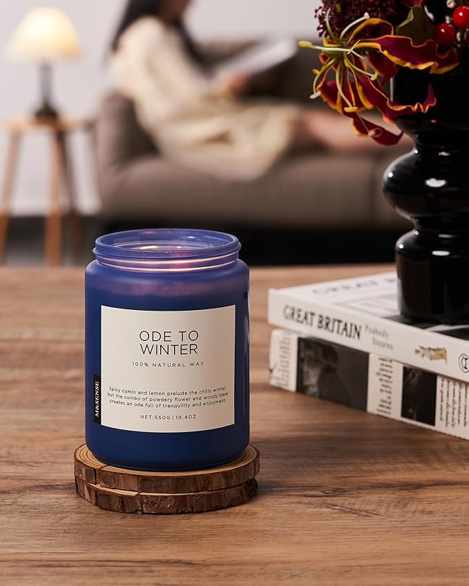 M&SENSE Ode to Winter Soy Candles Strong Scented, 2 Wick Jar Candle 19.4oz 110 Hour Long Lasting, Lavender Sandalwood Organic Natural Aromatherapy Candle Gifts Bedroom Bathroom Home Decor - Bloomnest