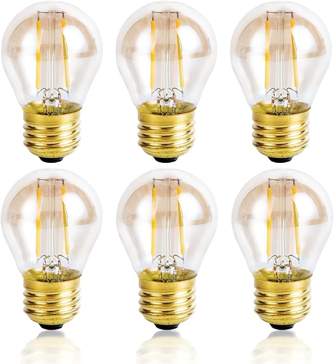 Vintage Amber Light Bulbs 25 watt Equivalent Dimmable E26 LED Bulb 2500K Warm Light, 2W LED Globe Edison Decorative Light Bulb, 6 Pack - Bloomnest
