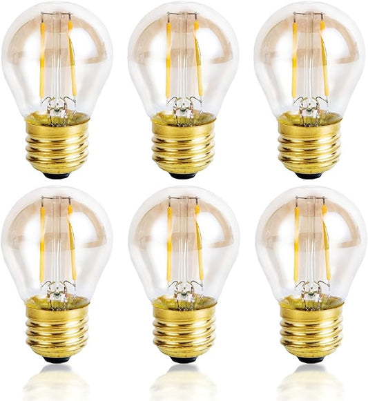 Vintage Amber Light Bulbs 25 watt Equivalent Dimmable E26 LED Bulb 2500K Warm Light, 2W LED Globe Edison Decorative Light Bulb, 6 Pack - Bloomnest