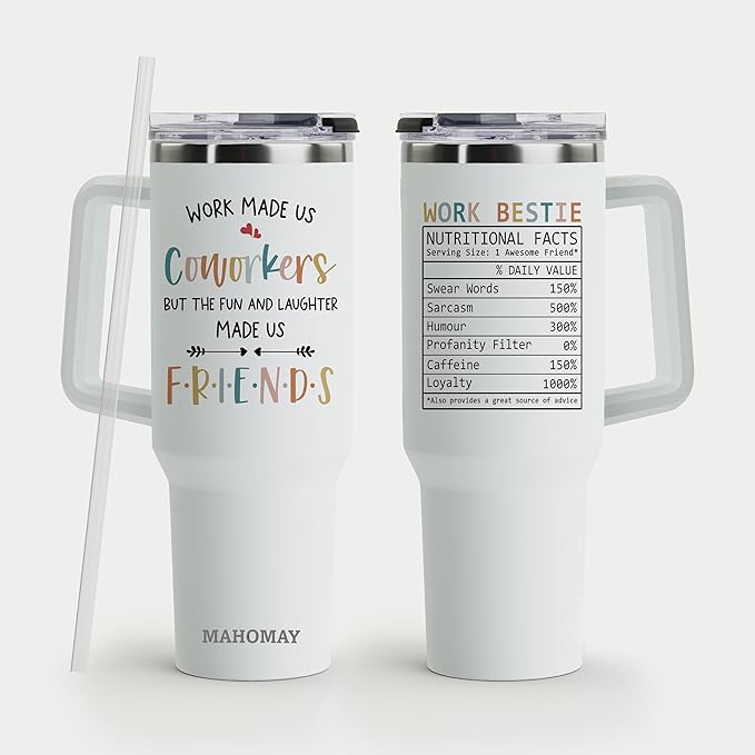 Work Bestie Gifts For Women, Funny Gifts For Coworkers, Friends, Females, Thoughtful Best Friends, Office Appreciation, Thank You Gift For Coworkers 40oz Tumbler with Handle - Bloomnest
