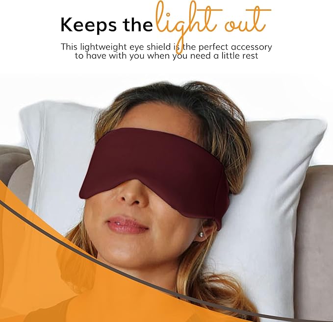 Happyluxe Escape Sleep Mask - Buttery Soft Airplane Eye Mask for Sleeping or Napping in Bed. Machine Washable. - Cabernet Red, Made in USA - Bloomnest