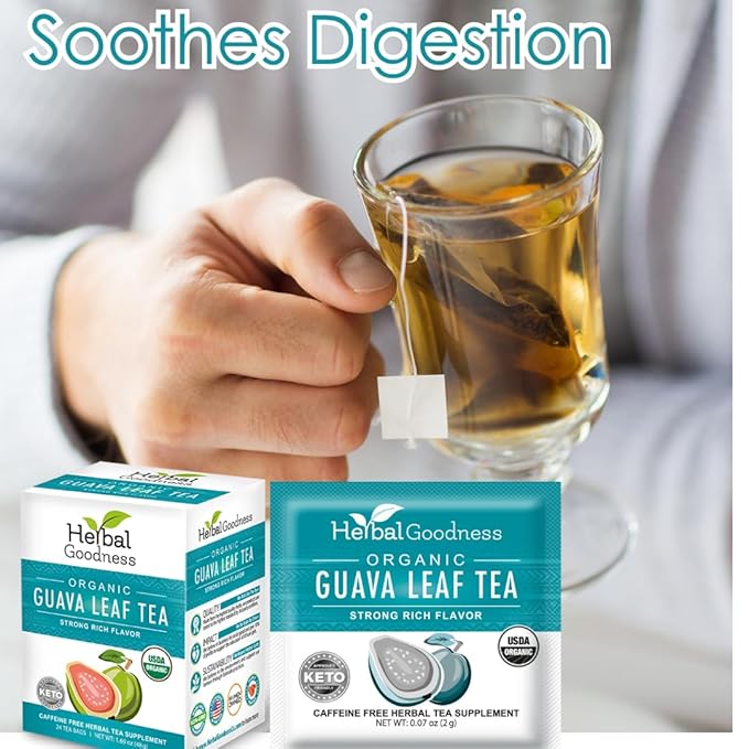Herbal Goodness Guava Leaf Tea - 6 Packs | Herbal Tea for Natural Digestive & Immune Support - Hojas De Guayaba Organica for Heart-Healthy | Organic, Non-GMO, Caffeine-Free Antioxidant Wellness Tea - Bloomnest