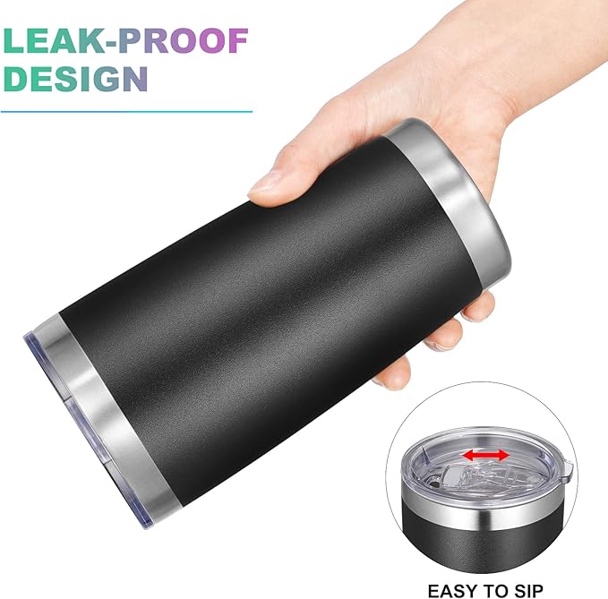 VEGOND 20oz Tumbler with Lid and Straw Stainless Steel Tumbler Cup Bulk Vacuum Insulated Double Wall Travel Coffee Mug Powder Coated Coffee Cup(Black 6 Pack - Bloomnest