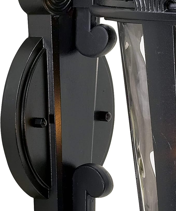 John Timberland Casa Marseille European Outdoor Wall Light Fixture Mediterranean Black Scroll Arm 21 1/2" Clear Hammered Glass for Exterior House Porch Patio Outside Deck Garage Front Door Home - Bloomnest