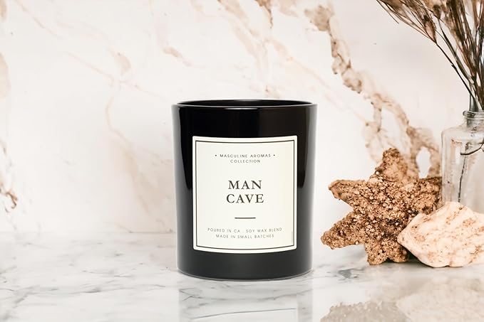 Hand-Poured in California | Masculine Aromas | 9oz | 50-Hour Burn Time | Scented Men's Candles with Natural Essential Oils | Vegan (Man Cave) - Bloomnest
