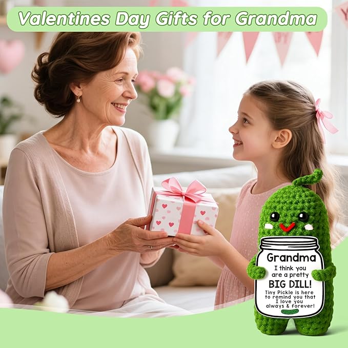 MAMAGIFTREE Grandma Birthday Gifts Valentines Day, You're a Big Dill - Crochet Pickle Plush Great Grandma Gifts Gigi Gift Ideas for Grandma from Grandkids - Bloomnest