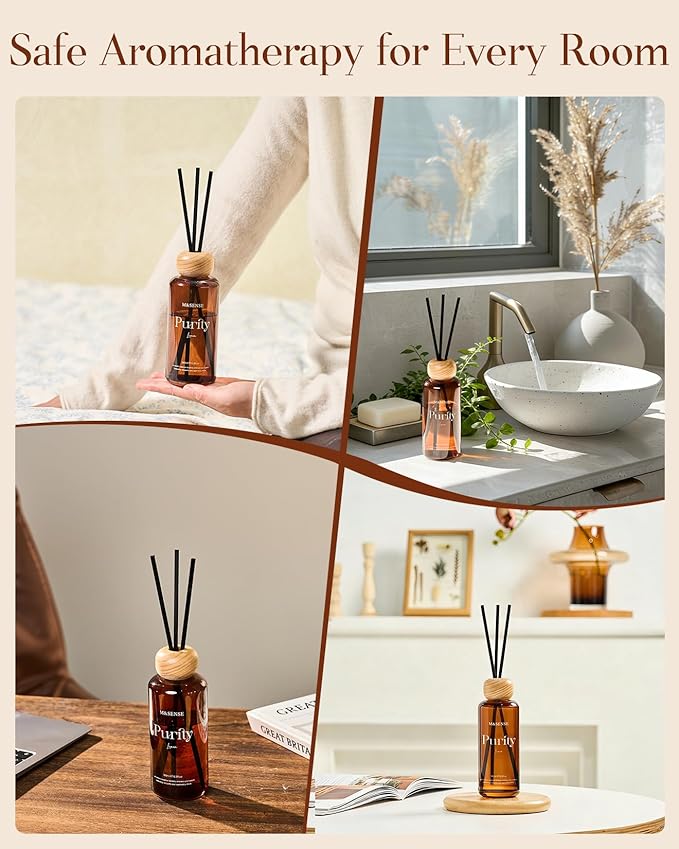 M&SENSE Orange Blossom Reed Diffuser: Upgraded Formula 6.3 fl oz Non-Toxic Aroma Set with Sticks, Long-Lasting Natural Essential Oil Gifts for Home, Bedroom