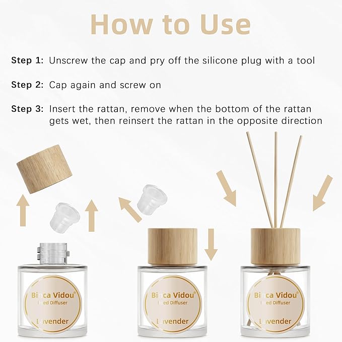 Binca Vidou Reed Diffuser Set, Lavender Osmanthus Orange&Lemon Scent Oil Diffusers with Sticks for Home Office Bathroom Aromatherapy Decor 1.69oz X 3 - Bloomnest