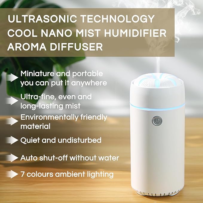 Car Diffuser, Car Humidifier, Car Diffusers for Essential Oils, Smart Car Air Freshener Diffuser, USB Cool Mist Humidifier Diffuser for Car Home Office Bedroom (White) - Bloomnest