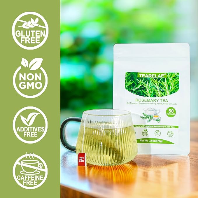 TEARELAE - Rosemary Tea - 1.5g x 50 Count - 100% Pure Rosemary Leaves Tea Bag - Country of Origin Egypt - Aid Digestion & Support Respiratory Health - Bloomnest
