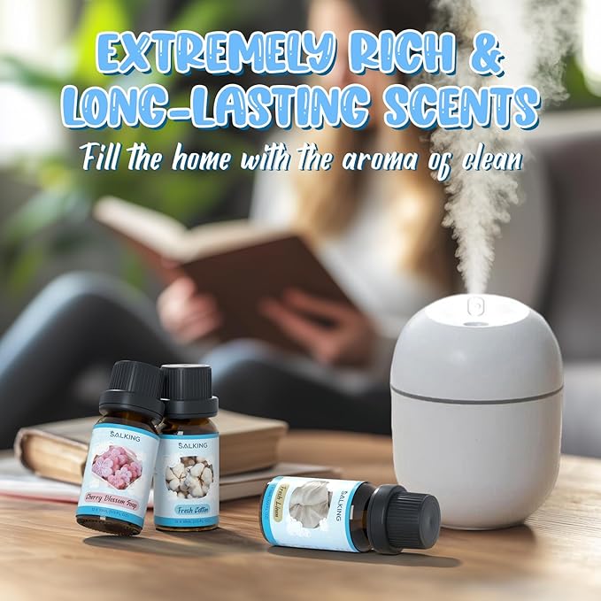 SALKING Clean Fragrance Oils Set, 12 x 10ml Premium Essential Oils Set for Diffuser, Natural Clean Scents Scented Oils, Soap & Candle Making Scents, Aromatherapy Oils Collection - Bloomnest