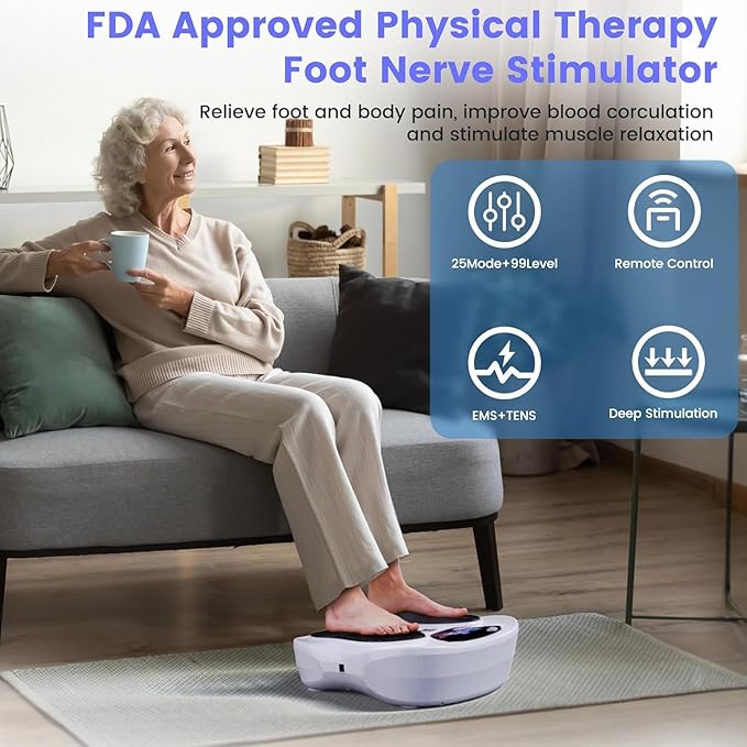 EMS Foot Stimulator Pro +, EMS Foot Massager for Neuropathy Foot Massager for Circulation and Pain Relief with TENS Unit Muscle Stimulator for Feet Body - Bloomnest