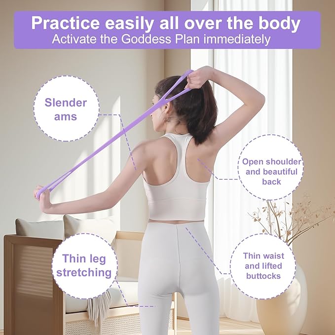 Figure 8 Resistance Band With Handles, Elastic Bands for Working Out,Arm,Back,Shoulder Training Elastic Ropes,Exercise Equipment for Yoga, Pilates,Physical Therapy Stretching（3 Pack） (Purple) - Bloomnest