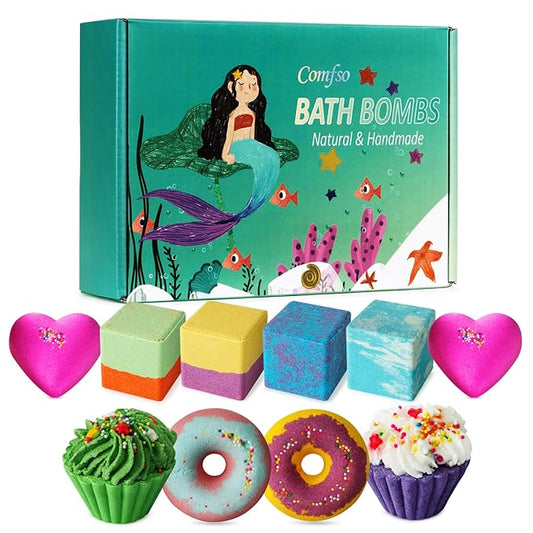Bath Bombs,10 Natural Bath Bomb Gift Set, Organic Bubble Bath Bombs, Shea Butter Dry Skin Moisturize, Fizzy Spa Bath for Her Mom Women Kids Girls Girlfriend, Mothers Day Birthday - Bloomnest
