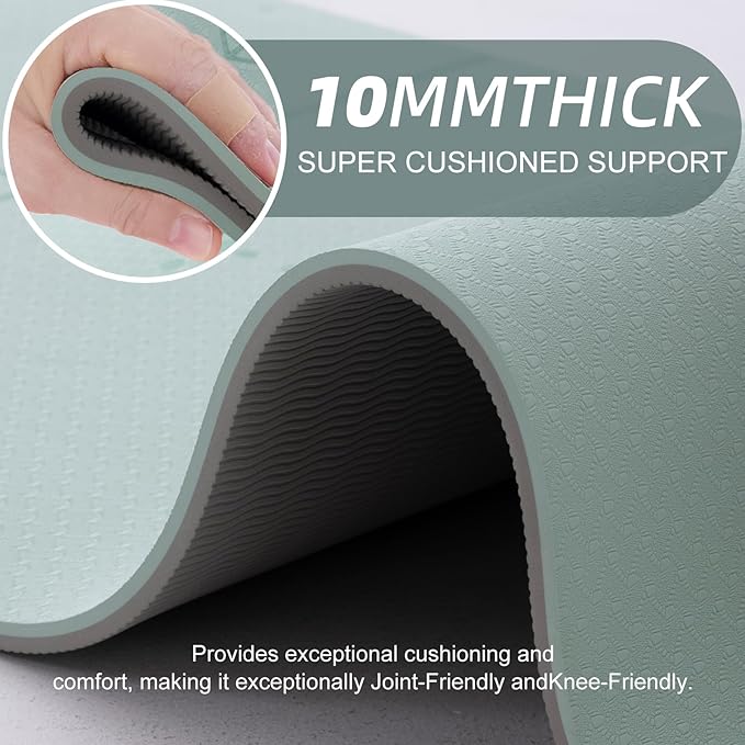 UMINEUX Yoga Mat Extra Thick 1/3'' & 2/5" Non Slip Yoga Mats for Women Eco Friendly TPE Fitness Exercise Mat with Carrying Sling & Storage Bag - Bloomnest