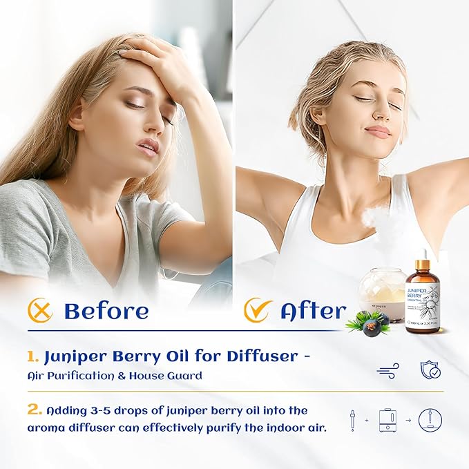 HIQILI 100ML Juniper Berry Essential Oil,100% Pure Natural Undiluted Premium - 3.38 Fl Oz - Bloomnest