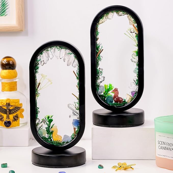 Runyangshi Natural Crystal Night Light LED Bedroom Living Room Night Lamp Oval Quartz Lamp USB Power Bionic Botanical Forest Style Tri-Color Adjustable Ambient Lighting Home Decoration Christmas Gift - Bloomnest
