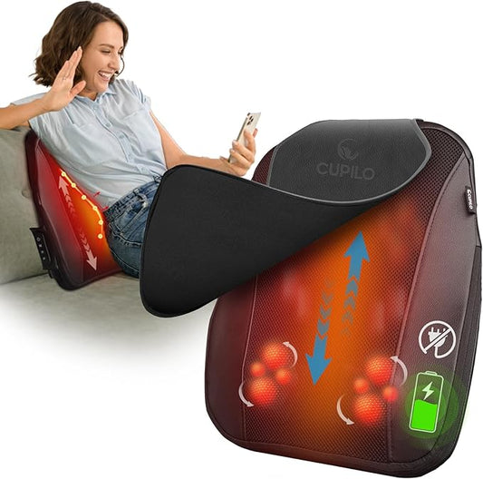 Cordless Shiatsu Lower Back Massager - 4D Kneading Low Back Massager for Pain Relief Deep Tissue,Portable Up and Down Rolling Massage for Home Office, for Women Men - Bloomnest