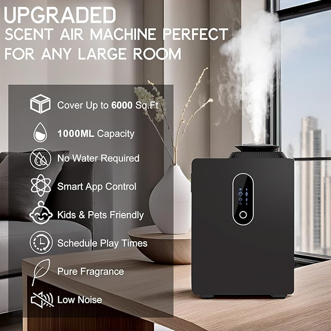 2025 Upgraded HVAC Scent Diffuser Machine 1000ML, Scent Air Machine with WiFi for Home, Hotel Diffuser Coverage 6000 Sq.Ft, Waterless Cold Air Aromatherapy Essential Oil Diffuser for Large Room - Bloomnest