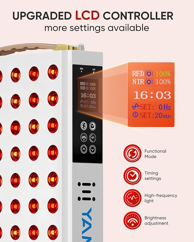 Red Light Therapy for Face, 660nm 850nm Near-Infrared Light Therapy Panel for Body, 110W with 60 Dual Chip LEDs, 135mW/cm² High Irradiance Device for Daily Wellness & Relaxation at Home - YA60 YAMURI