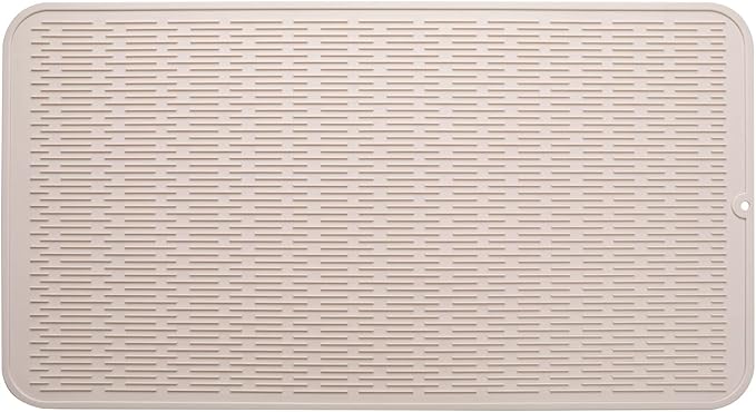 Silicone Dish Drying Mat for Multiple Usage,Easy clean,Eco-friendly,Heat-resistant Silicone Mat for Kitchen Counter or Sink,Refrigerator or Drawer Liner Tapioca 4XL 32 inches x 18 inches - Bloomnest