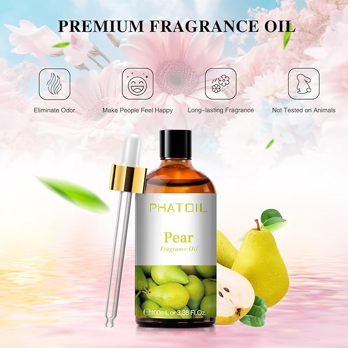 PHATOIL 3.38FL.OZ Pear Fragrance Oils for Aromatherapy, Essential Oils for Diffusers for Home, Perfect for Diffuser, Yoga, Skin Care, DIY Candle and Soap Making - 100ml - Bloomnest