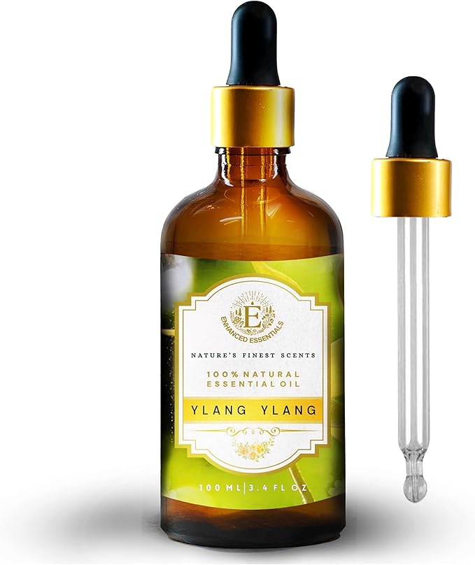 Luxurious YLANG YLANG Essential Oil by Enhanced Essentials|Slow Distilled & Pure| for Home,Diffusers,Skin Care,Aromatherapy,Bath, Massage,Perfume,Gifting,Soap and Candle Making|3.38 Fl Oz (100 ml) - Bloomnest