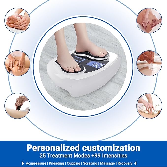 Foot Stimulator for Neuropathy Pro, EMS Foot Massager for Neuropathy with 8 TENS Pad, Feet Nerve Muscle Massager for Pain Relief, Blood Circulation, Plantar Fasciitis, 99 Intensities - Bloomnest