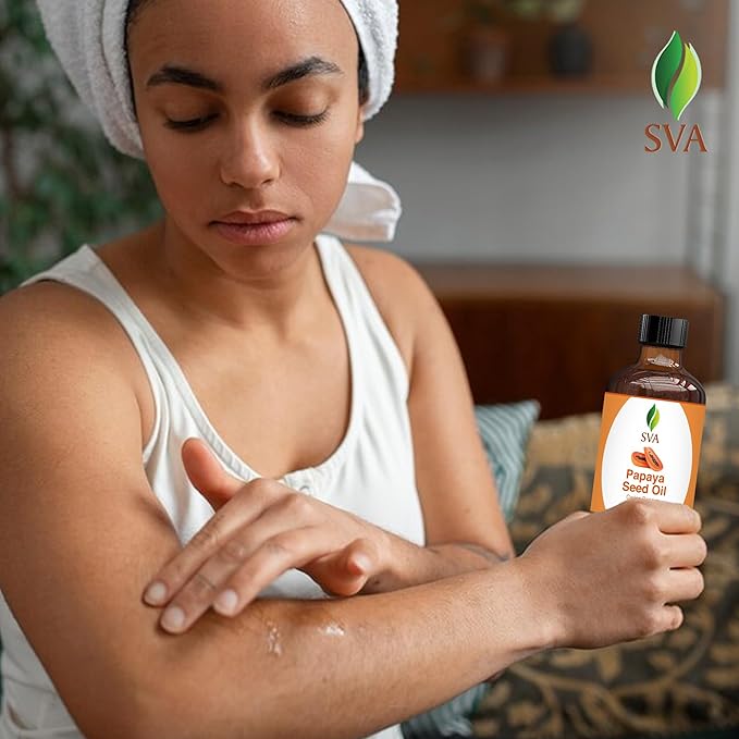 SVA Papaya Seed Oil - 4 Fl Oz – 100% Natural Cold Pressed Papaya Oil - for Face, Skin Care, Hair Care, Scalp Massage & Body Massage – Carrier Oil with Dropper - Bloomnest