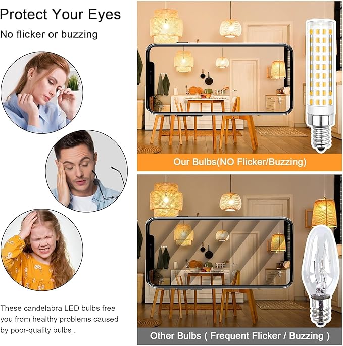 E12 Dimmable 100w Led Corn Light Bulb,3000K Warm White,AC120V 10W 1100 Lumen T4 LED Chandelier Light Bulbs for Ceiling Fan Pendant Lighting Salt Lamp,2 Pack - Bloomnest