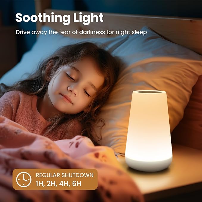 THAUSDAS Night Light, Dimmable Touch Lamp for Bedroom, Portable Table Bedside Lamp, 5 Brightness 13 RGB Colors, Night Lights for Baby Nursery Bathroom - Bloomnest