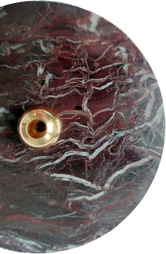 Golden Cherry Stick Incense Holder – Natural Cherry Marble Base with Brass Details, Elegant and Unique Aromatherapy Accessory for Home Decor - Bloomnest