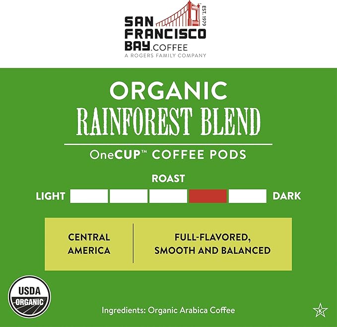 San Francisco Bay Compostable Coffee Pods - Organic Rainforest Blend (120 Ct) K Cup Compatible including Keurig 2.0, Medium Dark Roast - Bloomnest