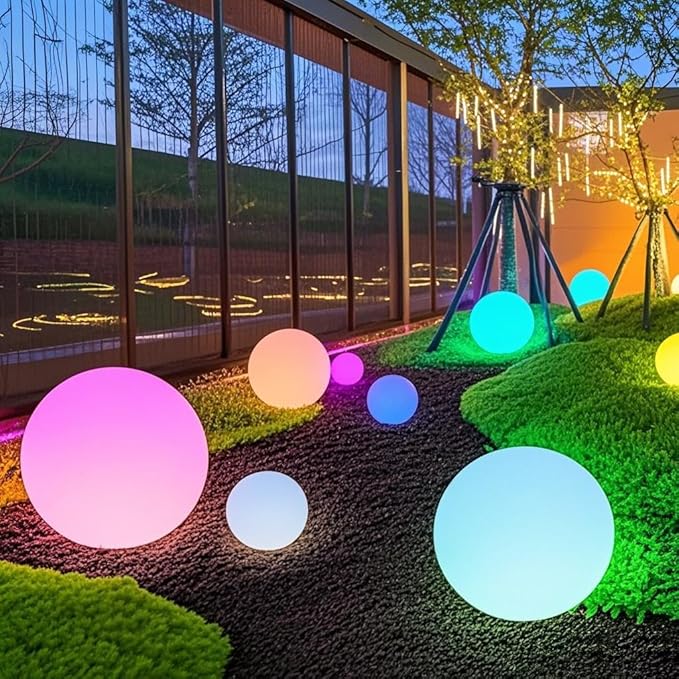 Globe Floor Lamp, 14-inch LED Ball Light with Remote,16 RGB Color Dimmable Rechargeable Nursery Globe Lamp, Waterproof Glowing Orb Light for Indoor Outdoor Lighting Decors - Bloomnest