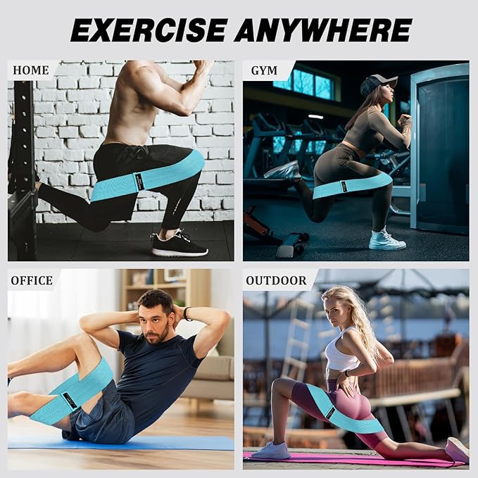 12 Pcs Fabric Resistance Bands for Working Out Booty Workout Stretch Exercise Bands Non Slip for Legs Squat Resistance Loop for Women Men Starter Butt Hip Thigh Fitness - Bloomnest