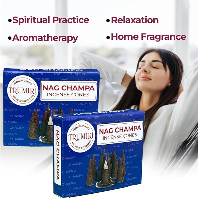 Nag Champa Incense - 60 Cone Pack (10 Cones Each) - Scented Incense TRUMIRI
