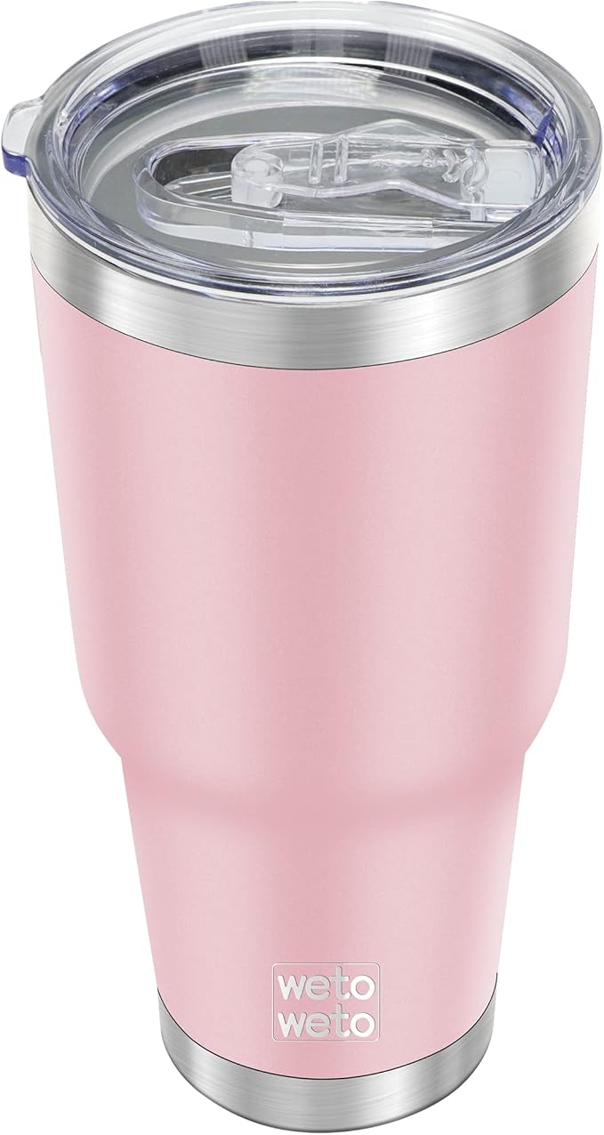 WETOWETO 30oz Tumbler, Stainless Steel Vacuum Insulated Water Coffee Tumbler Cup, Double Wall Powder Coated Spill-Proof Travel Mug Thermal Cup for Home Outdoor (Ice Pink, 1 Pack)