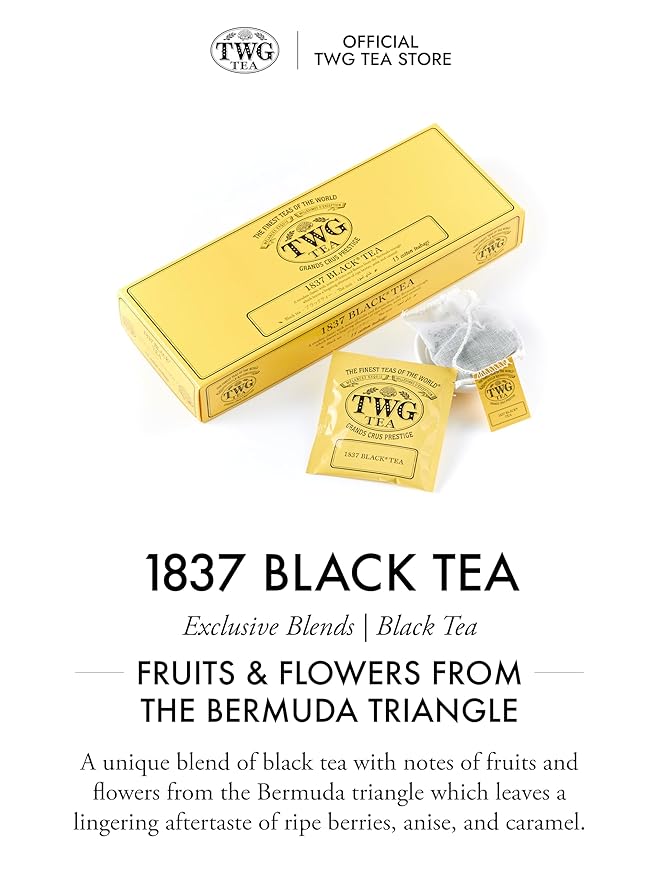TWG Tea | 1837 Black Tea | Black Tea | Fruits & Flowers | 15 Hand Sewn Cotton Tea Bags | Gift Set - Bloomnest