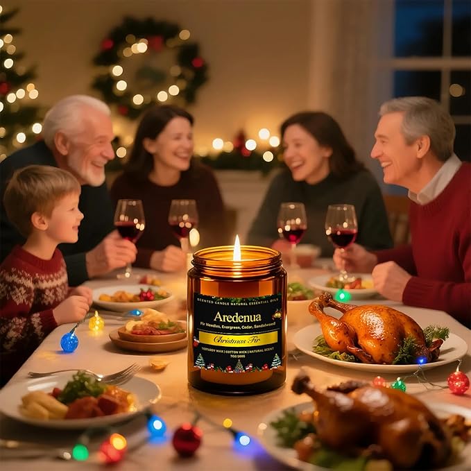 Christmas Candles - Christmas Spice Candle | 7 oz Soy Candles with Warm Cinnamon, Clove & Nutmeg Aroma | Holiday Scented Candle, Cozy Winter Candle Gift for Men & Women - Bloomnest