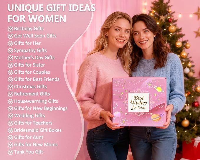 Birthday Gifts for Women Self Care Gifts Get Well Soon Gifts Basket, Gift Baskets for Women Care Package Relaxing Spa Gifts Thinking of You Gifts Her Fantasy Box for Mom Her Friend Sister Wife (Pink)