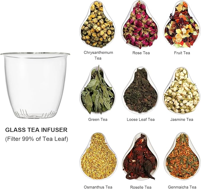 Lezero Glass Tea Cups with Infuser and Lid Kit, Heat Resistance Teacup with Filter for Brewing Blooming & Loose Leaf-Tea, Lead-free, Microwave & Dishwasher Safe, 17oz - Bloomnest