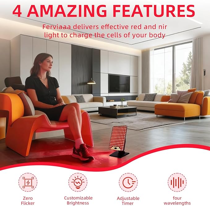Red Light Therapy Panel for Face & Body, 138 LEDs High Power Light with Adjustable Stand, 630/660/810/850nm Near Infrared Light Therapy Lamp, Rechargeable Portable Device with Timer Bloomnest