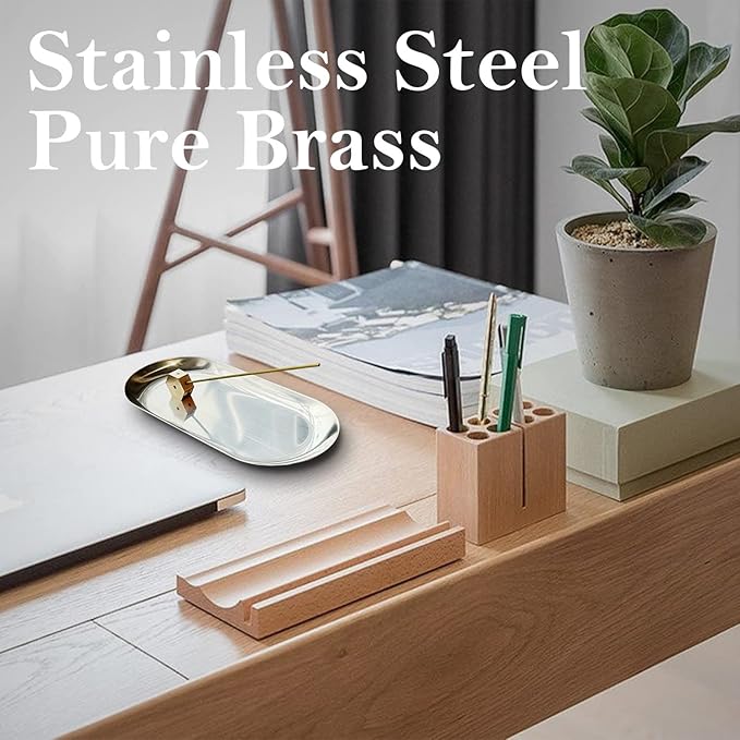Minimalist Incense Holder for Sticks - Incense Burner Ash Catcher Zen Decor for Yoga & Meditation - 7" L X 3.3" W (Silver) - Bloomnest