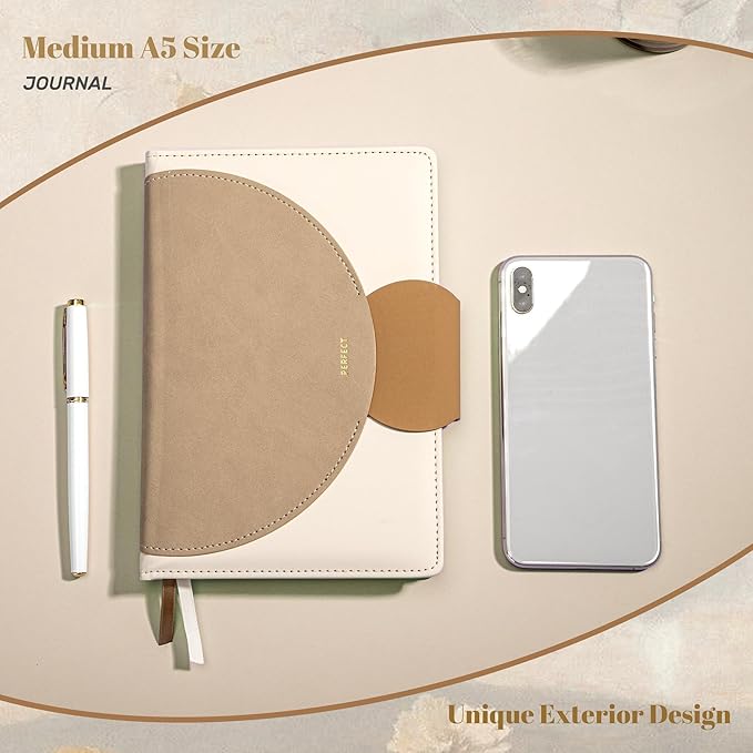 CAGIE Lined Journal for Women, 100GSM Leather Journals for Writing with Buckle Closure,A5 Hardcover Diary Journaling Notebooks for Business Work School Note Taking 5.9" x8.59 (Brown) - Bloomnest
