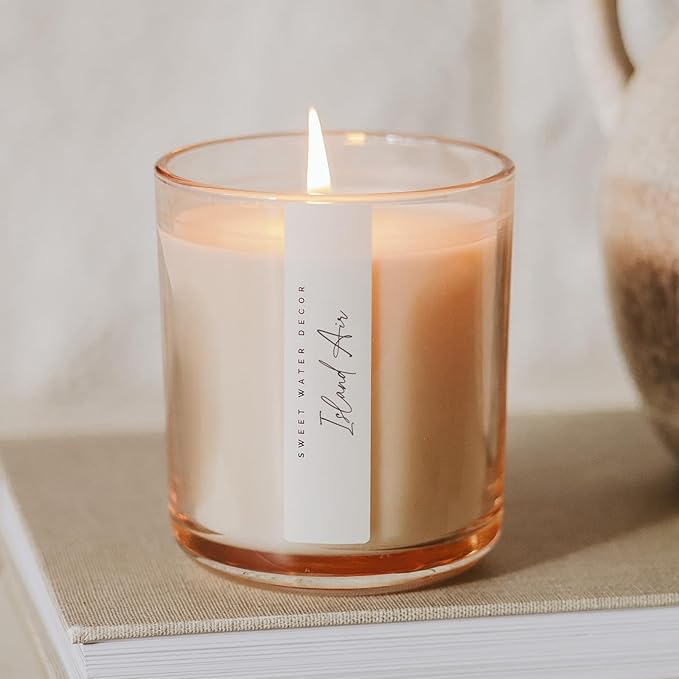Sweet Water Decor Island Air Scented Soy Candles – Tropical Fruits, Lemons, Redolent with Mountain Greens – Fresh Coastal Aroma – 50 Hour Burn – 12oz Tinted Glass Jar for Home Decor and Bedroom Decor - Bloomnest