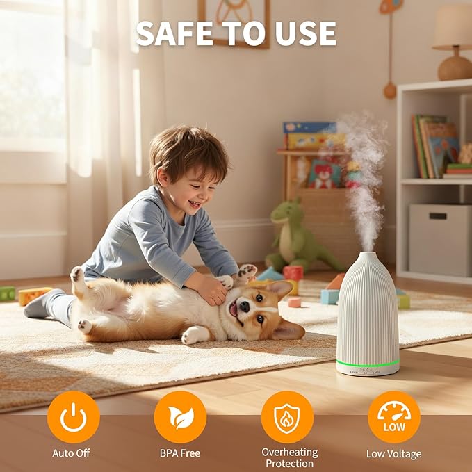 URPOWER 100ML Essential Oil Diffuser Ultrasonic Cool Mist Humidifier with 7 LED Lights, Timer & Auto-Off Quiet Aromatherapy Scent Diffuser for Home Bedroom Office Relaxation - Bloomnest