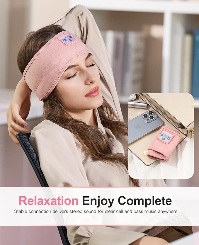 Sleep Headband - Bluetooth Sleeping Headphones for Side Sleepers, Wireless Eye Mask Tech Gadgets Gifts for Women & Men - Bloomnest